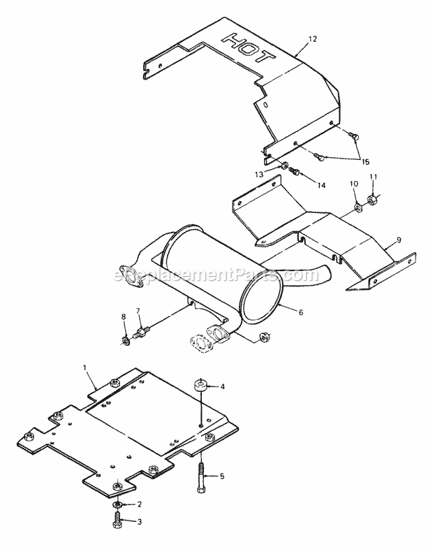 Engine Mounting, Muffler & Air Duct Diagram and Parts List for 2084 836000-864500 Cub Cadet Lawn Tractor